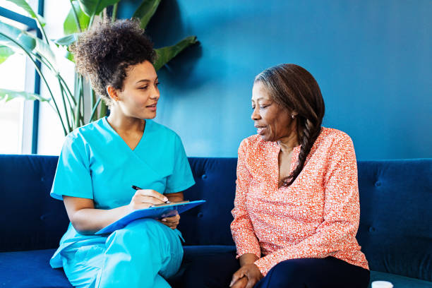 Professional caregiver providing compassionate care to senior client